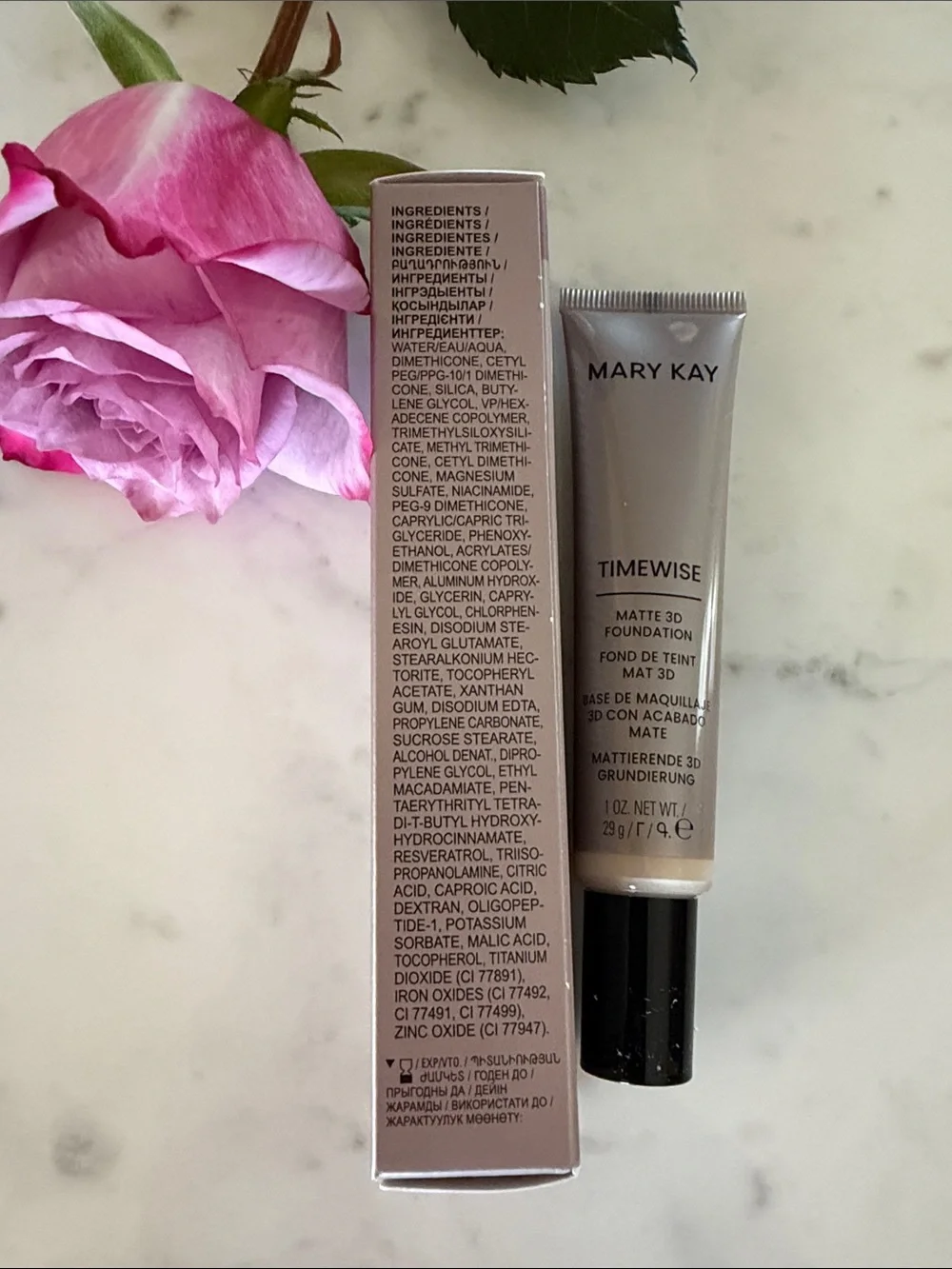 Mary Kay TimeWise Matte Foundation - Beige Tube with Pink Rose Accent